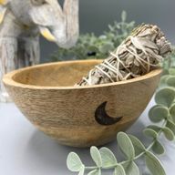Дървена Ритуална Купа - Тройна Луна - 14x7см