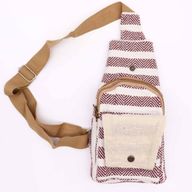 Body Cross Bag натурален памук - бордо и бяло