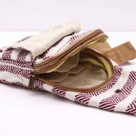 Body Cross Bag натурален памук - бордо и бяло