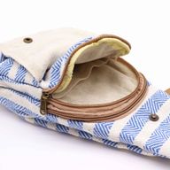 Body Cross Bag естествен памук - синьо и бяло