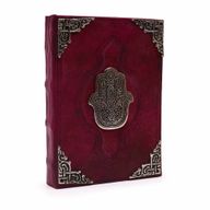 Дебела червено-кафява книга - цинкова хамса украса - страници с неравни ръбове - 26x18 см