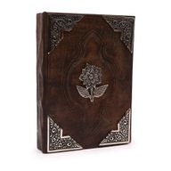 Масивна книга в червено-кафяв тон - Zinc Rose декор - страници с неравни ръбове - 26x18 см