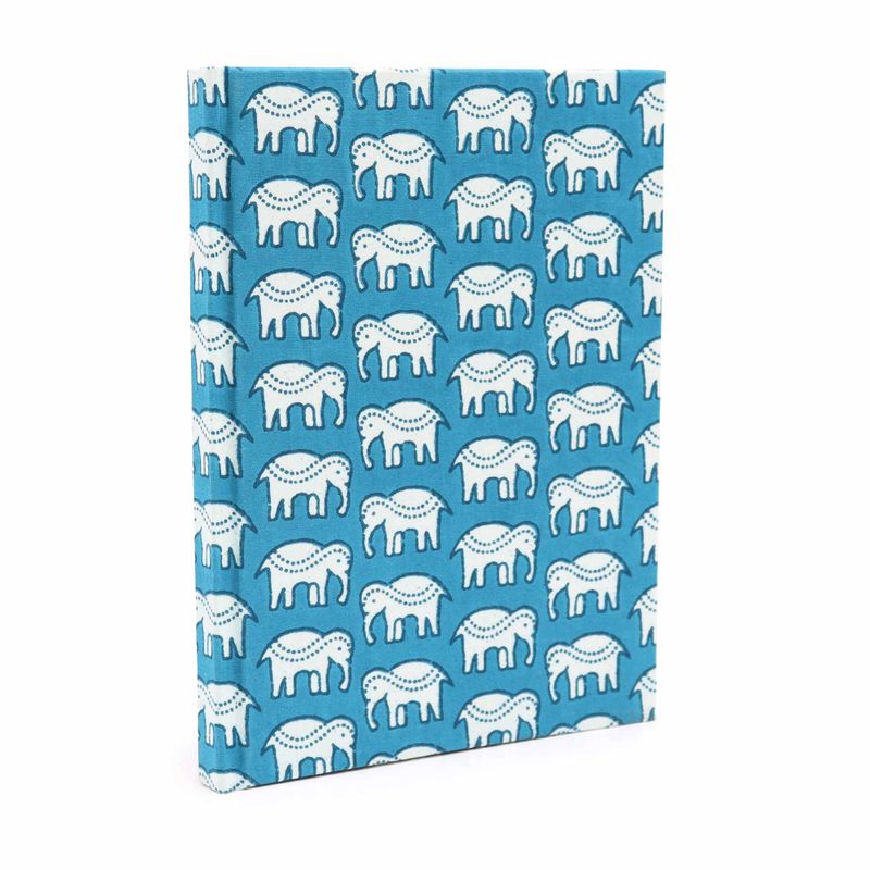 Бележник с памучна подвързия 20х15 см - 96 страници - Teal Elephants