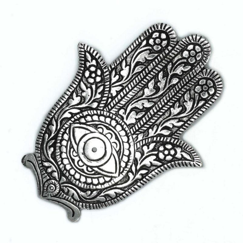Полиран Алуминиев Държач за Тамянни Пръчици "Hamsa" - 14см