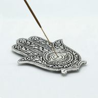 Полиран Алуминиев Държач за Тамянни Пръчици "Hamsa" - 14см