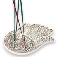 Полиран Алуминиев Дълъг Държач за Тамянни Пръчици "Hamsa" - 18x13см