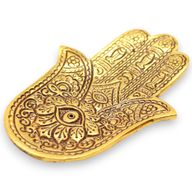 Позлатен Алуминиев Малък Държач за Тамянни Пръчици "Hamsa" - 13x5.5см