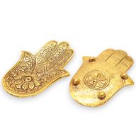 Позлатен Алуминиев Малък Държач за Тамянни Пръчици "Hamsa" - 13x5.5см