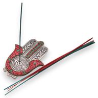 Малък Държач за Тамянни Пръчици "Hamsa" - Червено и Зелено - 13x5.5см