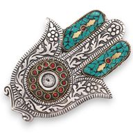 Малък Държач за Тамянни Пръчици "Hamsa" - Зелено - 13x5.5см