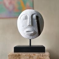 Племенна Декоративна Маска от Тимор - Бял Цвят 27x20 см