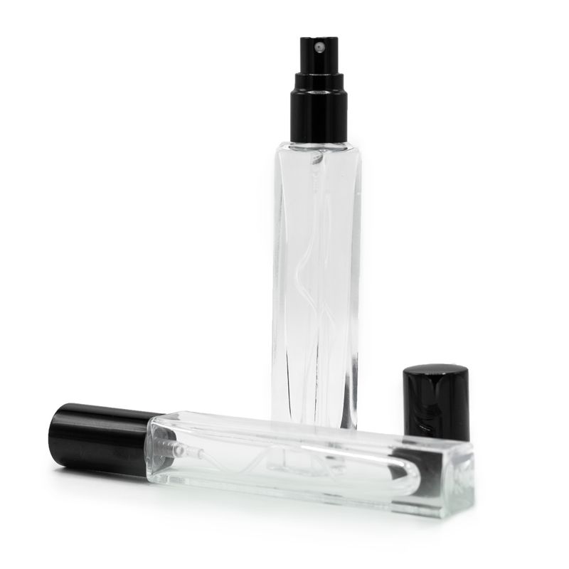 10ml квадратна висока тънка бутилка, черен спрей и капачка