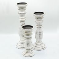 Класическа стойка за свещи - бяла вар -  23x10см - Малка