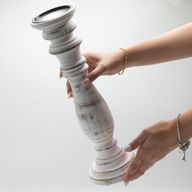 Класическа стойка за свещи - Бял вар - 37x10 см - Голям