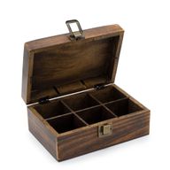 Мангово резбована кутия за чай - (6 отделения) 23x15x9.5 см