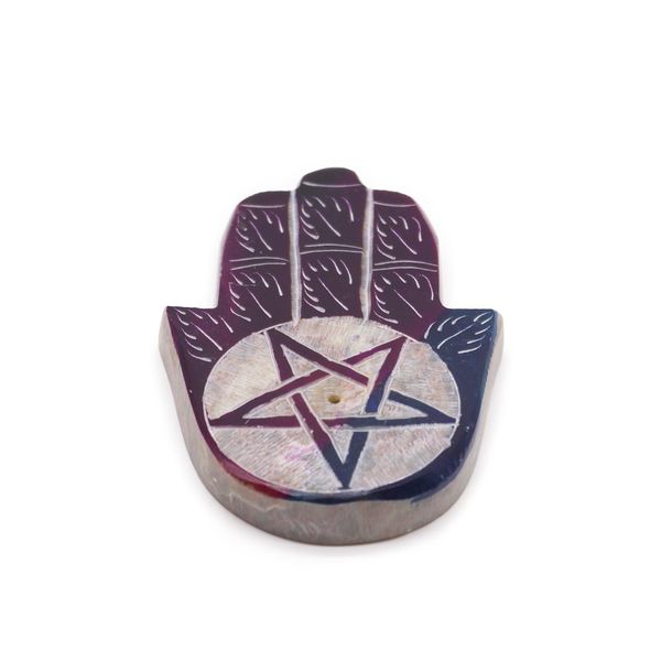 Поставка за Тамян от Стеатит "Hamsa" - 9x6см - Пентаграм