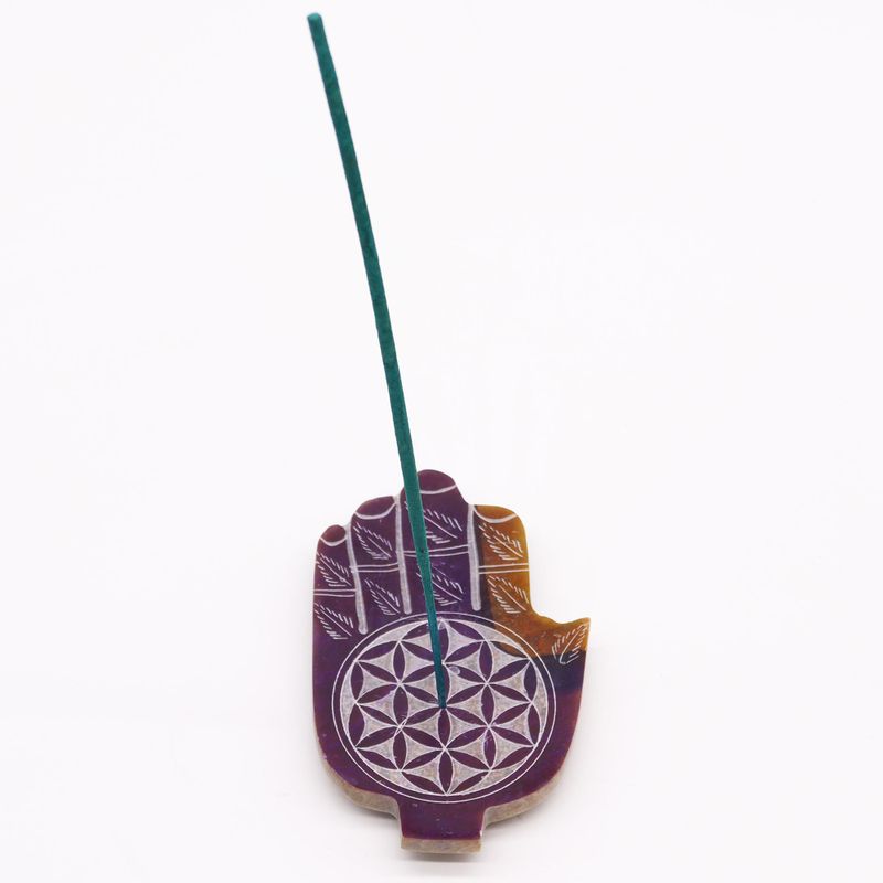 Поставка за Тамян от Стеатит "Hamsa" (средна големина) - 13x9см - Цветето на Живота