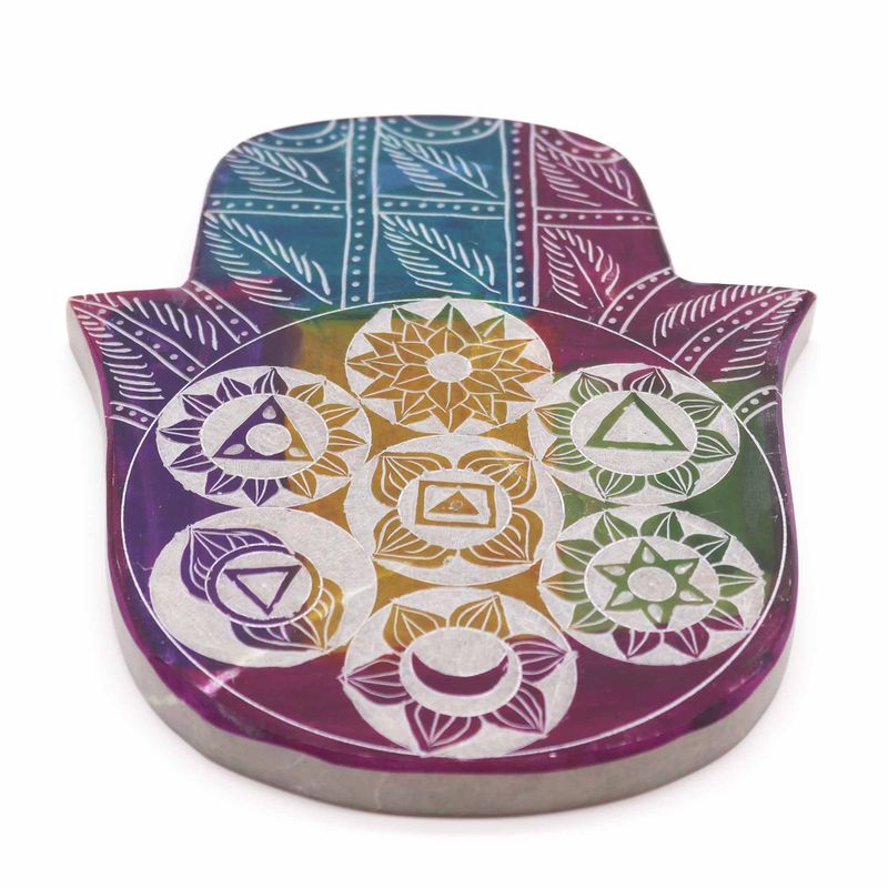 Поставка за Тамян от Стеатит "Hamsa" (голяма) - 18x15x1.2см - Седем Чакри