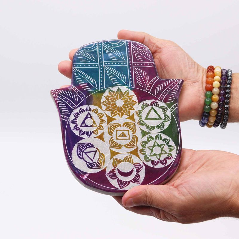 Поставка за Тамян от Стеатит "Hamsa" (голяма) - 18x15x1.2см - Седем Чакри