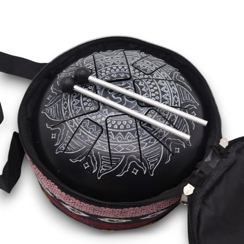 Метален Барабан Happy Drum Гравирана Ом Мандала - 22x15 см