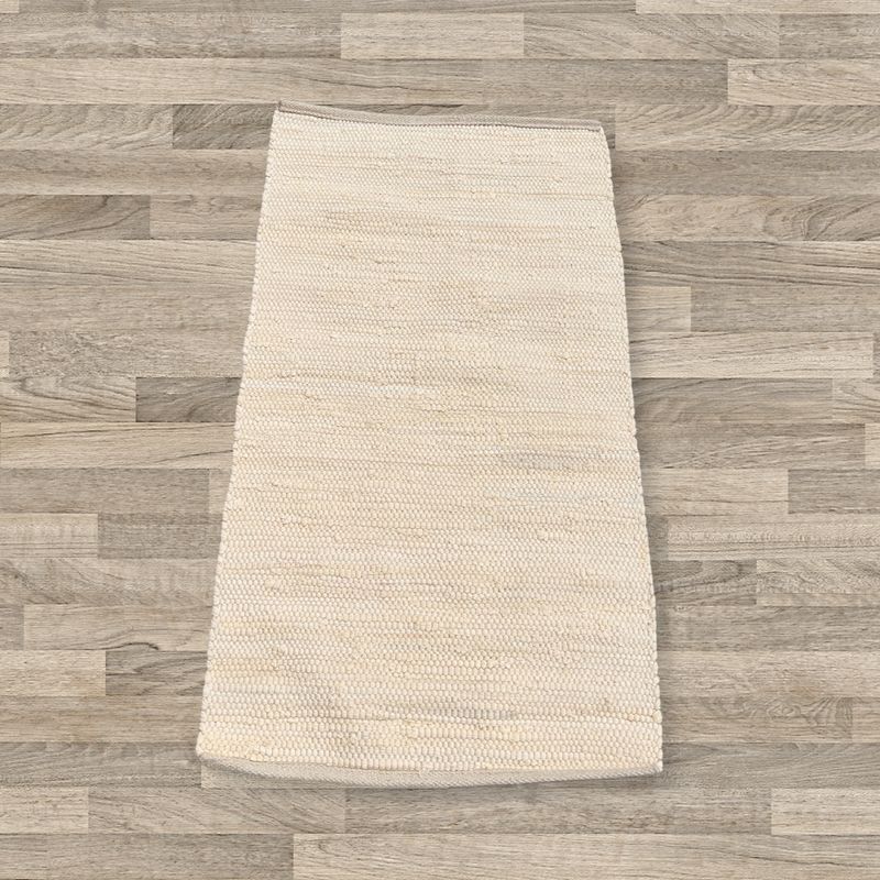 Малък Индийски Ръчно Тъкан Памучен Килим - 50x90 см - Крем
