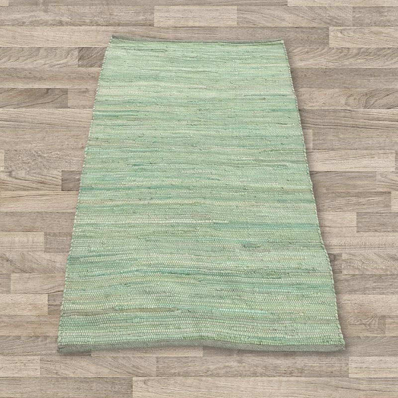 Малък Индийски Ръчно Тъкан Памучен Килим - 50x90 см - Аква
