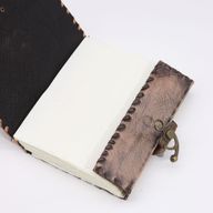 Кафяво-бежова книга - украса с лошо око - 160 страници с декоративни неравни ръбове - 20x15 см