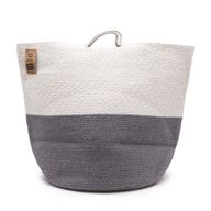 Голяма кошница за пране и съхранение от памучно въже 45×40 см - сива