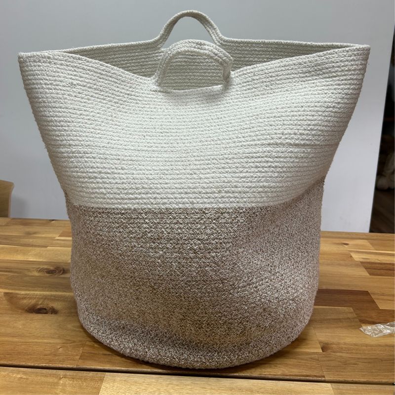 Памучно въже за пране / Голям кош за съхранение 45x40 см - бежов