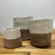 Средна кошница за съхранение от памук/джутово въже 20x20 см - Бяла