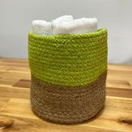 Кошница за съхранение от памук и джутено въже, малка, 15x15 см - писташово зелено