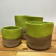 Кошница за съхранение от памук и джутено въже, малка, 15x15 см - писташово зелено
