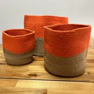 Малка кошница за съхранение на памучно/джутено въже 15x15 см - оранжева