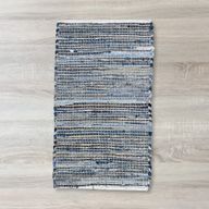 Малък Килим от Юта и Рециклиран Памук - 50x90 см - Син