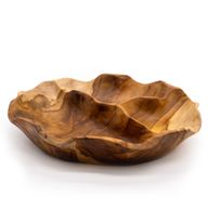 Гладка кръгла тикова купа за плодове с три секции - 30x5.5 см