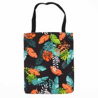 Класическа чанта Tote с цип (Тъмен тропически мотив) 40x34 см