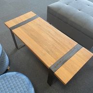 Реставрирано дърво, метални крака - маса за кафе 120 см