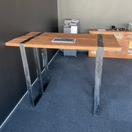 Бар маса с рециклирана дървесина и метални крака 150x40x110 см