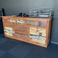 Рекуперирано дърво - странична масичка 160x40x80 см