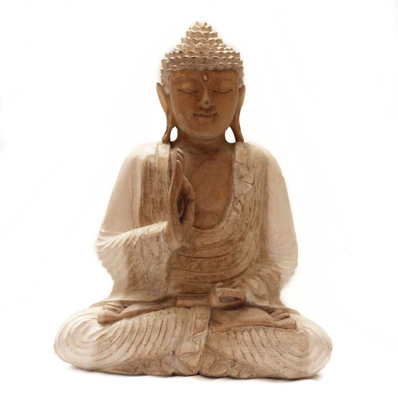 Статуя на Буда, избелена - 40 см - Учение предаване повредено