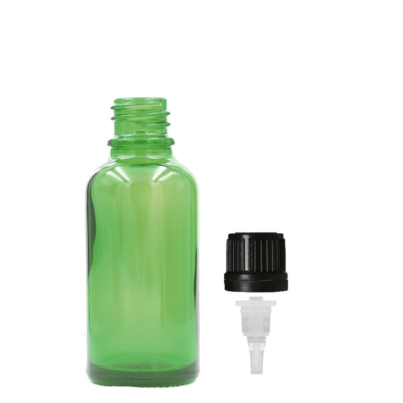 15ml зелена стъклена бутилка с капкомер - Без капачка