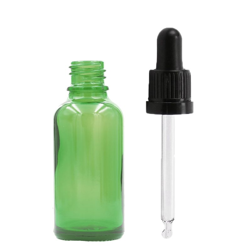 15ml зелена стъклена бутилка с капкомер - Без капачка