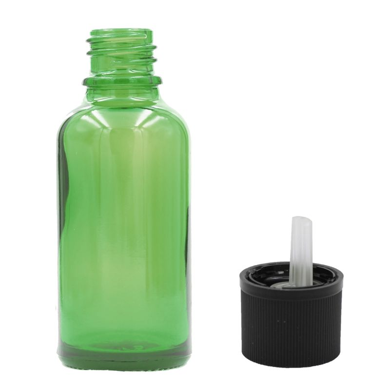 100ml зелена стъклена бутилка с капкомер - без капачка