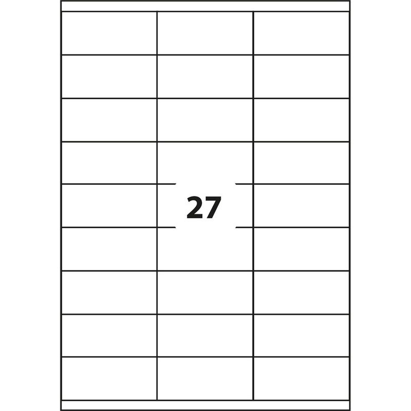 Печат на етикет 63,5x29,6 бял /27 бр. /пакет от 100 листа