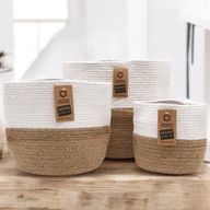 Памучно/джутено въже Малка кошница за съхранение 15x15 см - Бяла
