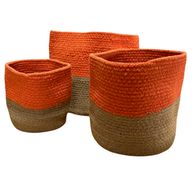 Малка кошница за съхранение на памучно/джутено въже 15x15 см - оранжева