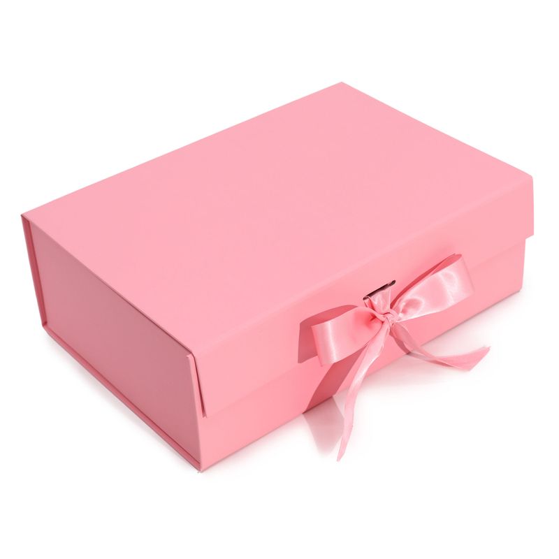 Плоска сглобяема подаръчна кутия - Голяма (28.2x20.2x9.2 см) - Розово