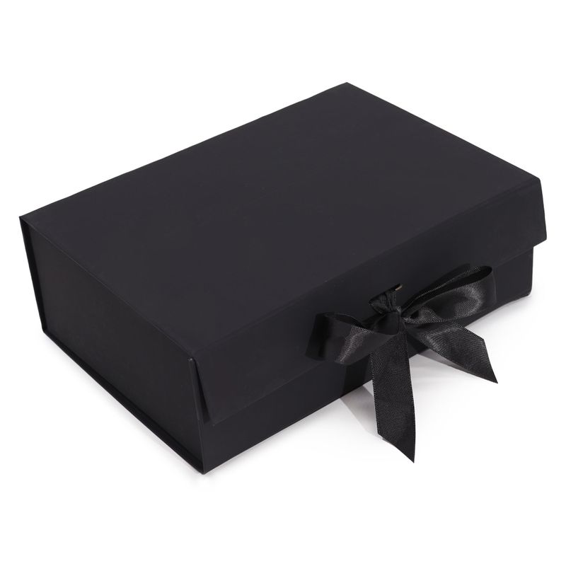 Плоска сгъваема подаръчна кутия - голяма (28.2x20.2x9.2 см) - Черна
