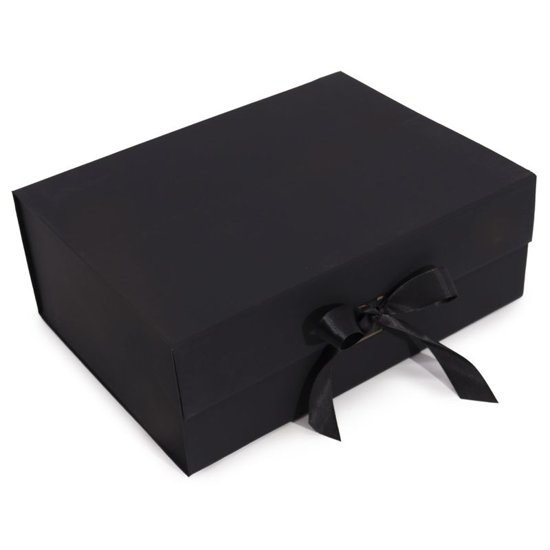 Плоска сгъваема подаръчна кутия - XL размер (33x25x12 см) - черен