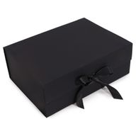 Плоска сгъваема подаръчна кутия - XL размер (33x25x12 см) - черен